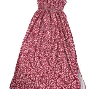 Red & White  Ditsy Floral Maxi Dress Size Large